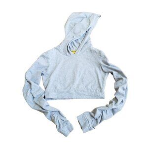 Heather Gray Cropped Hoodie Sweatshirt By Daisy - Small